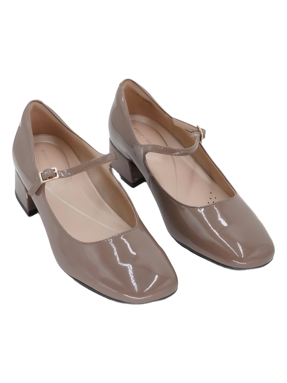 Easy Spirit Janica 3 Light Brown Patent Mary Jane Block Heel Pumps Size 9.5M